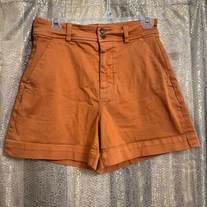 Everlane Burnt Rust Orange Cotton The Way Twill High Rise Shorts Size 4